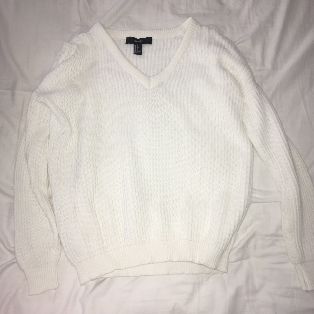 white sweater